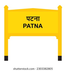 Cartel de nombres de los trenes de cruce de Patna aislado en blanco	