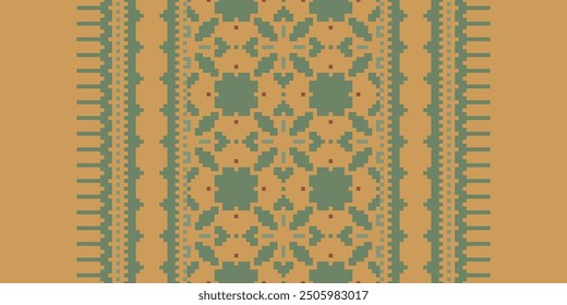 Patola sari Seamless Bandana impresión de seda Motivo bordado, Pixel Ikat bordado Diseño de Vector para Imprimir corbata teñido funda de almohada sambal puri kurti mughal architecture