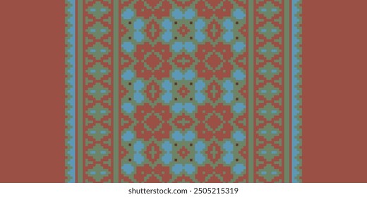 Patola sari Seamless Native American, Motif embroidery, Pixel Ikat embroidery vector Design for Print figure tribal ink on cloth patola sari