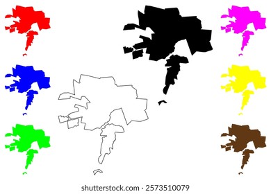 Patos city (Federative Republic of Brazil, Paraíba or Paraiba state) map vector illustration, scribble sketch Patos map