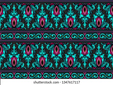 The patra lines motif pattern. Seamless vector background. Ornament for fabric. Wallpaper. Packaging.