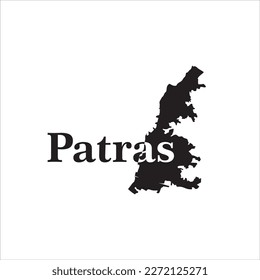 Patras City map and black lettering design on white background