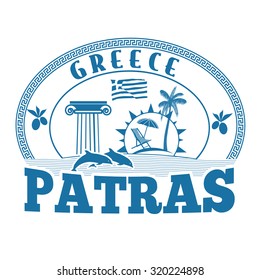 Patras, Greece stamp or label on white background, vector illustration