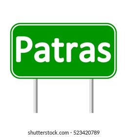 Patras road sign isolated on white background.