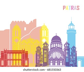 Patras skyline pop in editable vector file