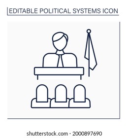 Patriarchate line icon. Male dominance in family, society, and state. Government controlled by men.Political system concept.Isolated vector illustration.Editable stroke