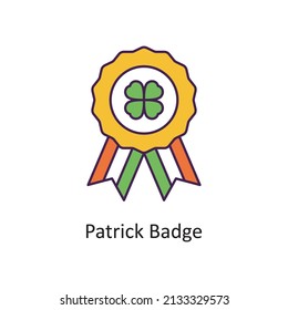 Patrick Badge Vector Filled Outline Icon Design illustration. St Patrick's Day Symbol on White background EPS 10 File