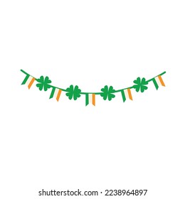 Patrick clover with Ireland flags. Patrick icon. Vector art. Traditional design. Nature concept. Concept graphic design element.