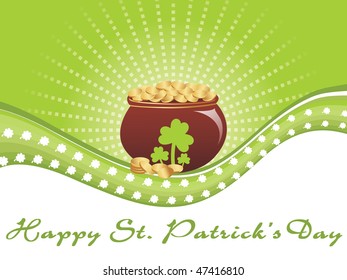 patrick day background with gold coins earthenware