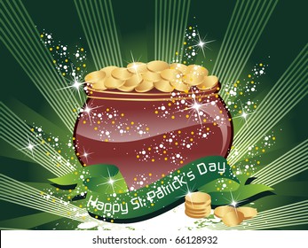 patrick day background with gold coins earthenware