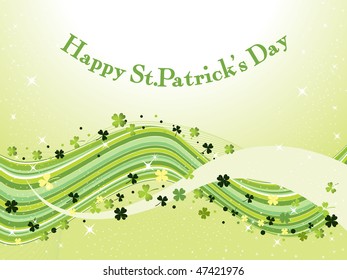 patrick day background with shamrock, curve stripes