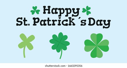 Patrick day background with vector four-leaf clover pattern background. St Patrick day card with lucky fower-leafed green background. Irish beer festival. Vector green grass clover pattern background