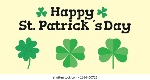 Patrick day background with vector four-leaf clover pattern background. St Patrick day card with lucky fower-leafed green background. Irish beer festival. Vector green grass clover pattern background