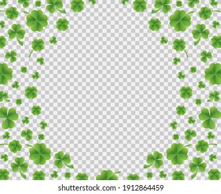 Patrick day background with vector four-leaf clover pattern. Lucky fower-leafed green background for Irish beer festival St Patrick's day. Vector green grass clover pattern background