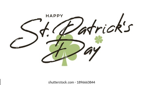 Patrick day brush lettering. St. Patrick's day on white background