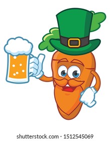 patrick day carrot mascot character vector design with green hat