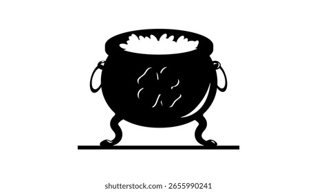 patrick day cauldron, black isolated silhouette 