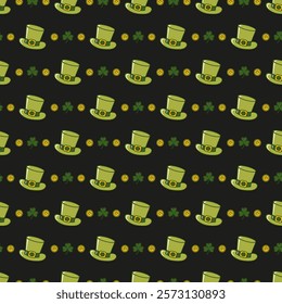 Patrick Day Charm with Leprechaun Hat Pattern. This festive design is perfect for holiday-themed projects, gift wrapping, party invitations,with the spirit of Irish luck and festivities