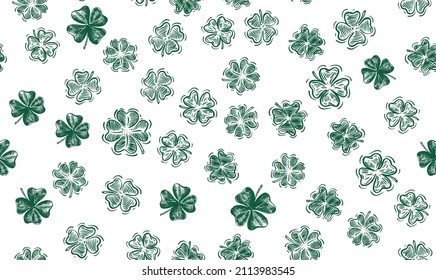 Patrick day. Clover, hand drawn illustration.	