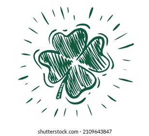 Patrick day. Clover, hand-drawn illustration.	