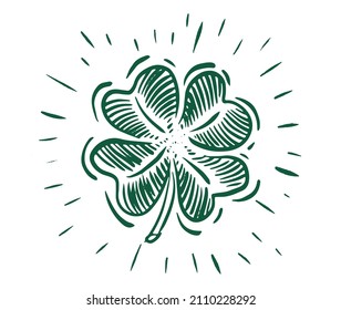 Patrick day. Clover, hand-drawn illustration.	
