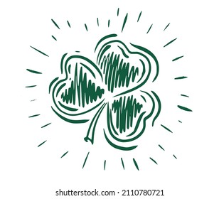 Patrick day. Clover, hand-drawn illustration.	
