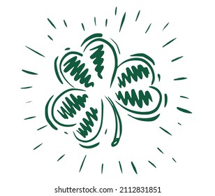 Patrick day. Clover, hand-drawn illustration.	
