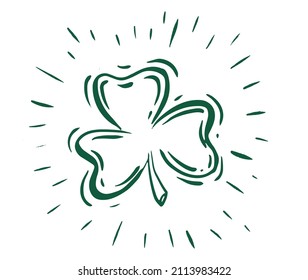 Patrick day. Clover, hand-drawn illustration.	
