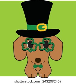Patrick day Dog with Lucky leaf Day hat
