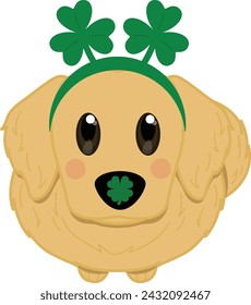 Patrick day Dog with Lucky leaf Day hat
