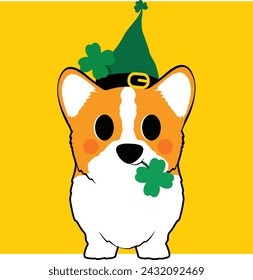 Patrick day Dog with Lucky leaf Day hat
