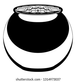 Patrick day golden coin pot. Vector illustration design