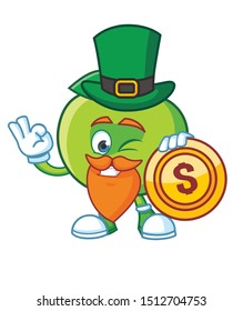 patrick day green apple mascot character vector