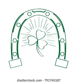 Patrick day horseshoe outline on a white background, Vector illustration