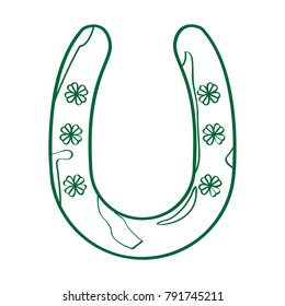Patrick day horseshoe outline on a white background, Vector illustration
