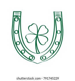 Patrick day horseshoe outline on a white background, Vector illustration