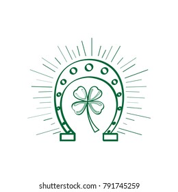 Patrick day horseshoe outline on a white background, Vector illustration