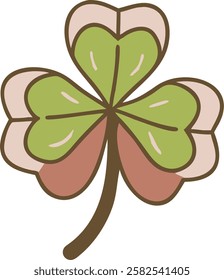 patrick day paint clover. Four leaf clover painted with a green pencil, vector art with white background