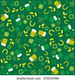 Patrick day pattern - 17 March holiday. Flat design.