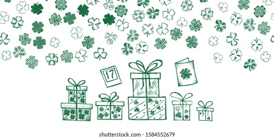 Patrick day set. Hand drawn illustration.
