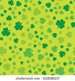 Patrick day shamrock leaves seamless 
fabric background. EPS10 vector.