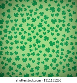 Patrick day shamrock leaves seamless fabric background. Three leaf clover endless texture. Festive holiday design template. EPS10 vector