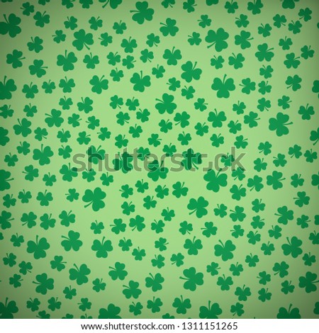 Patrick day shamrock leaves seamless fabric background. Three leaf clover endless texture. Festive holiday design template. EPS10 vector