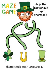 Patrick Day simple game for preschool children with funny cartoon leprechaun vector illustration