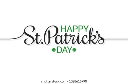 Patrick day vintage lettering line concept on white background
