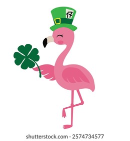 Patrick  flamingo leprechaun gnome   vector cartoon illustration