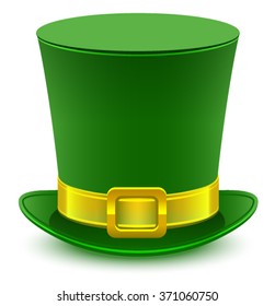 Patrick green hat with gold buckle. Isolated on white illustration