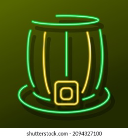 patrick hat neon sign, modern glowing banner design, colorful modern design trend. Vector illustration.