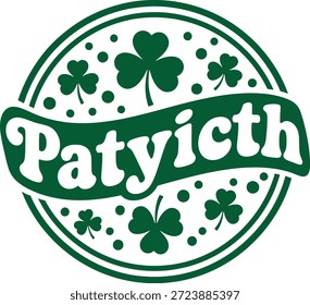Patrick Irish Shamrock Badge Logo Design for St Patricks Day Branding and Festive Celebration Graphics