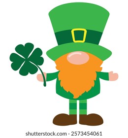 Patrick  leprechaun gnome   vector cartoon illustration